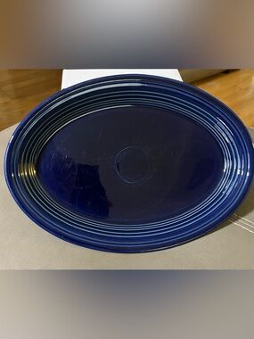 Fiestaware HLC Cobalt Blue Oval Serving Platter 13 5/8” & Large Serving Fork